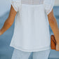 White Grid Pattern Ruffled Shoulder Top