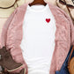 White Valentines Heart Pattern Embroidery T Shirt