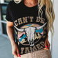 Black CAN'T BE TAMED Skull Western Graphic T Shirt