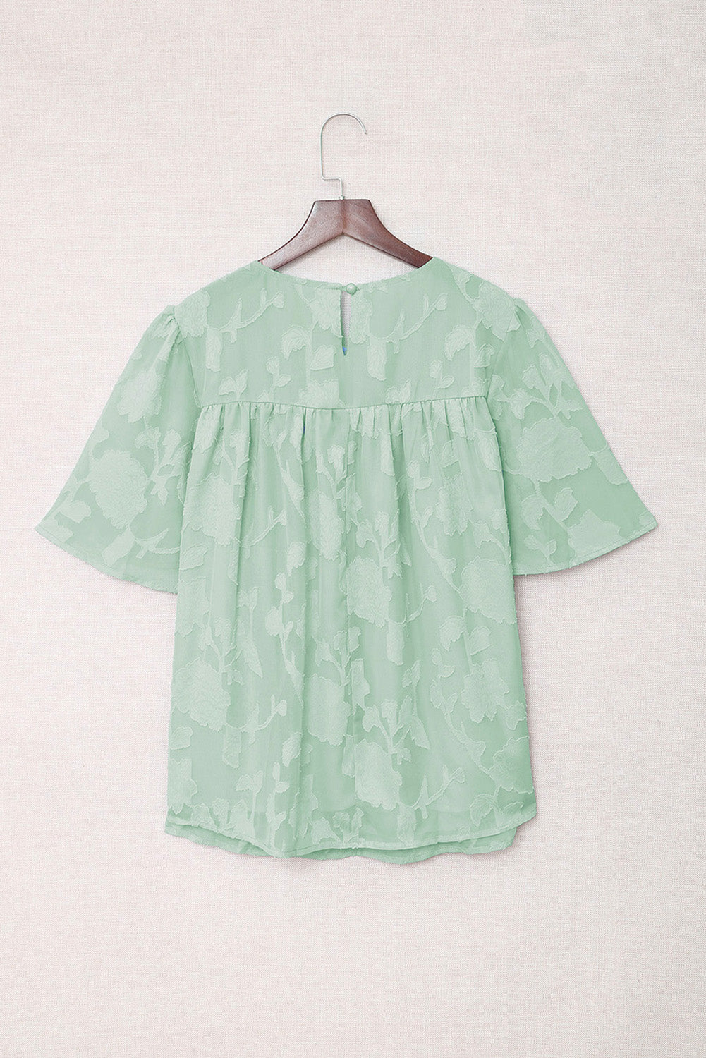 Floral Textured Ruffled Half Sleeve Babydoll Top