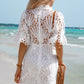 White Puff Sleeve Crochet Lace Mini Dress