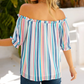 Stripe Off The Shoulder Rainbow Striped Top