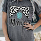 Gray Leopard Turquoise Bead Mama Graphic T-shirt