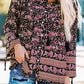 Black Vintage Boho Floral Print Loose Shirt