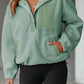 Half Button Pocketed Fleece Pullover Sweatshirt