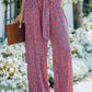 Ditsy Floral Print Tie Front Wide Leg Pants