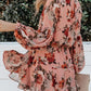 Vintage Floral Print Drawstring Flowy Dress