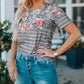 Floral Striped Print Short Sleeve Tee
