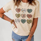 Khaki Heart Shaped Letters Print Crewneck Graphic Tee