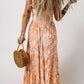 Orange O-ring Cut out Floral Print Strapless Maxi Dress
