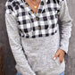 Plaid Splicing Pocketed Hoodie