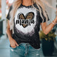 MAMA Leopard Heart Bleach Print Short Sleeve T Shirt