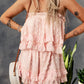 Pink Swiss Dot Frill Tiered Strapless Romper