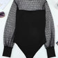 Polka Dot Mesh Splicing Long Sleeve Bodysuit