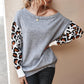 Autumn and winter fashion collision color stitching leopard sweater