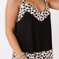 Black Leopard Patchwork Spaghetti Straps Tank Top