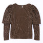 Brown Puff Sleeve Sequin Top