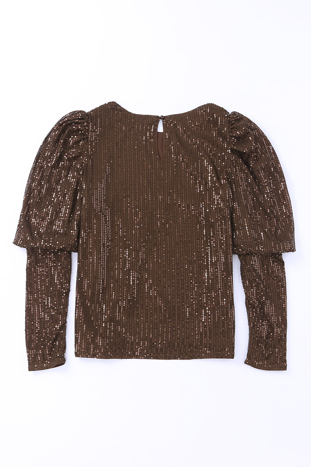 Brown Puff Sleeve Sequin Top