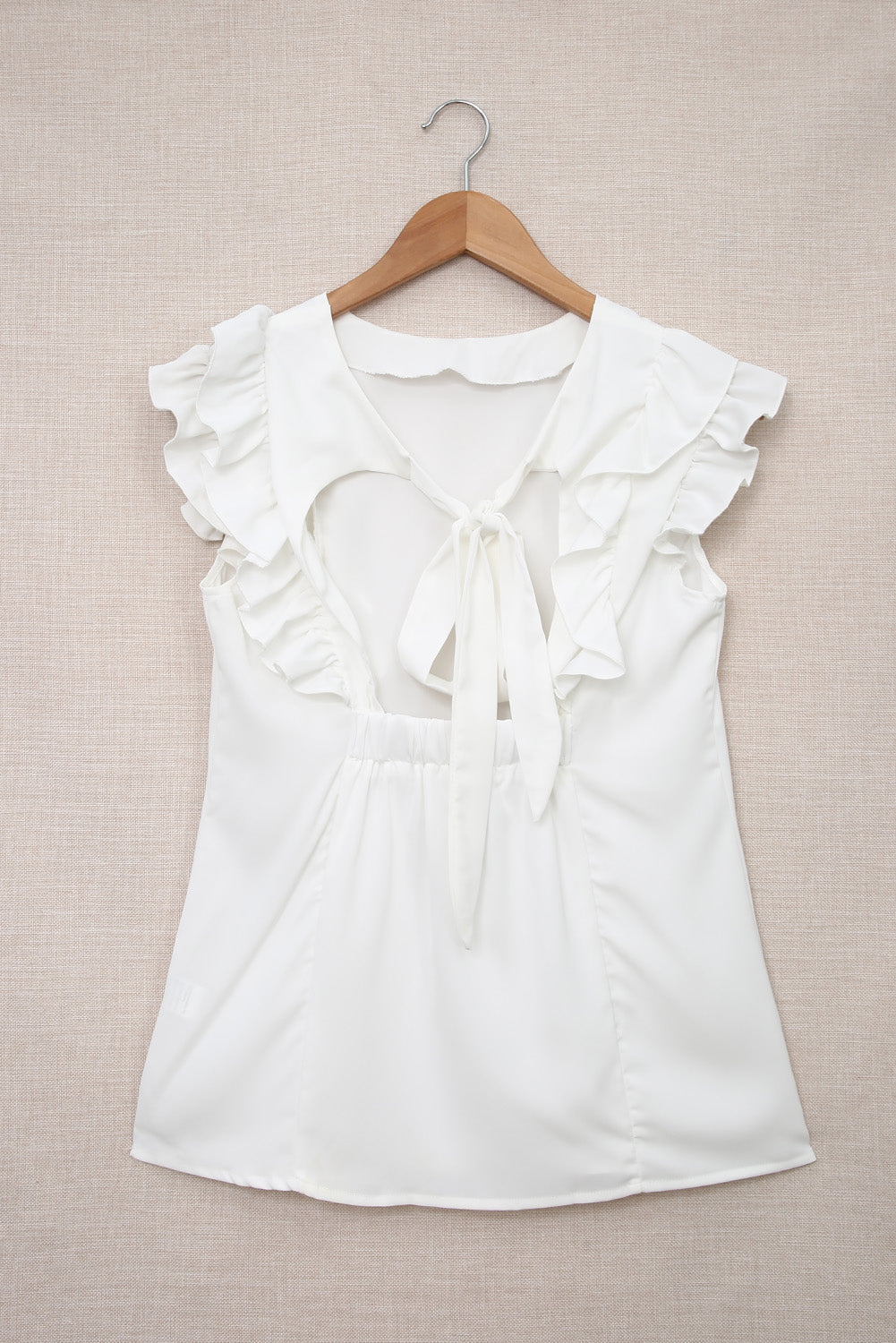 White Ruffles Tie up Sleeveless Top