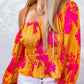 Yellow Floral Print Off Shoulder Puff Sleeve Blouse