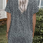 Leopard Print Side Pockets Tunic Top