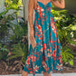 Sky Blue Strappy Open Back Floral Maxi Dress