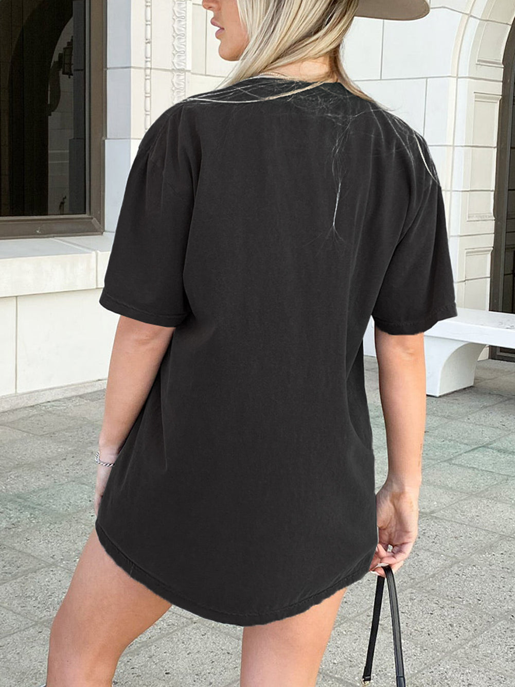 Guitar Slogan Letter Graphic Print Oversized T Shirt