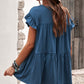 Short Sleeve Keyhole Ruffled Babydoll Top