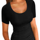 Crew Neck Slim Fitted Casual Basic Top Blouses