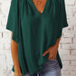 Split Neck Pleated Loose Top