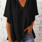 Split Neck Pleated Loose Top