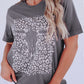 Gray Leopard Bull Skull Graphic Tee