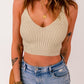 Ribbed Spaghetti Strap Cropped Knitted Tank Top