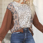 Leopard Patchwork Drop Shoulder Long Sleeve Top