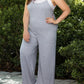 Plus Size Solid Color Spaghetti Straps Wide Leg Jumpsuit