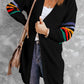 Black Striped Balloon Sleeve Cardigan