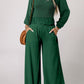 Square Neck Smocked Peplum Top and Pants Set