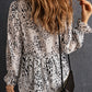 Leopard Frilled Neck Babydoll Blouse