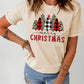 Khaki Christmas Plaid Leopard Tree Graphic Tee