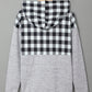 Plaid Splicing Pocketed Hoodie