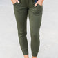 Green High Waist Pleated Pocket Leggings