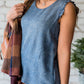 Sky Blue Ruffled Denim Tank Top