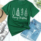 Green Merry Christmas Tree Graphic Print Tee