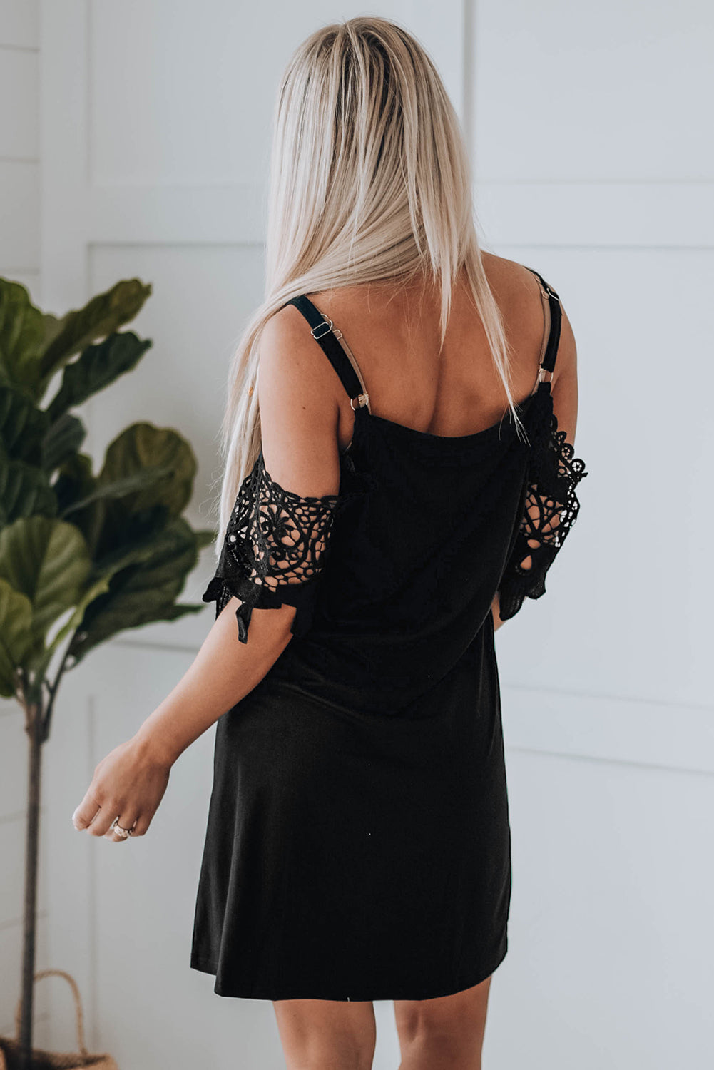 Black Cold Shoulder Mini Dress
