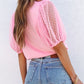 Pink Tulle Puff Sleeve Top