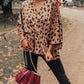 V Neck Leopard Print Peplum Blouse