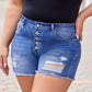Sky Blue Quintuplicate Button Fly High Rise Plus Denim Shorts