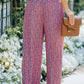 Ditsy Floral Print Tie Front Wide Leg Pants