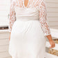 White Plus Size Lace Mesh Splice Babydoll Dress