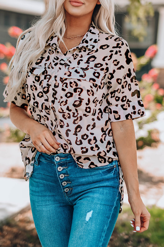 Leopard Print Short Sleeve Shirt